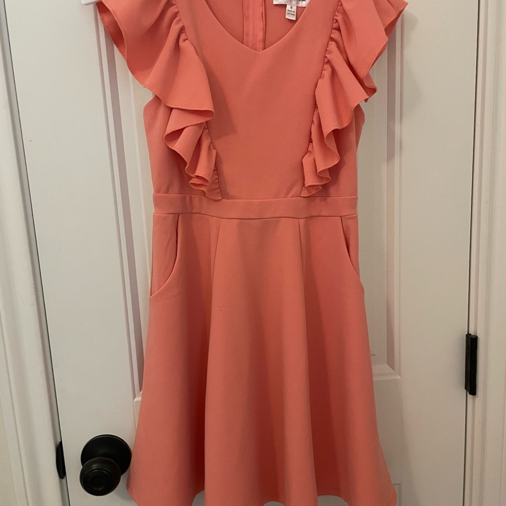Honey and Rosie Coral Ruffle Dress